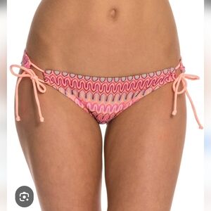 Reef bikini bottom string circular closure on side orange turquoise size med